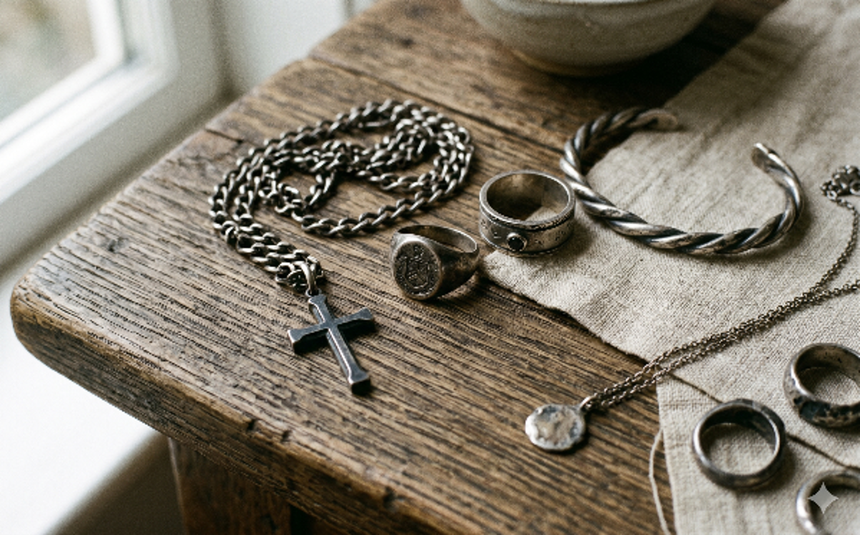 Angelaufener Silberschmuck